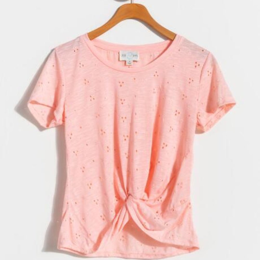 Brand New Francesca's Molly Eyelet Front Twist Tee
